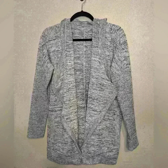 Athleta blissful heathered hooded cardigan style sweater size medium w/pockets - Picture 1 of 14
